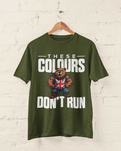 These Colours Don’t Run T-Shirt - Union Jack Bear Patriotic UK Graphic T-Shirt T-Shirt
