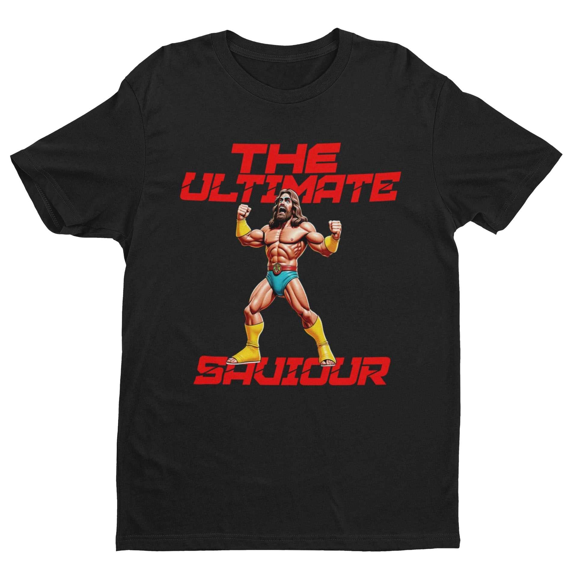 The Ultimate Saviour T-Shirt – Funny Retro Christian Wrestling Parody Galaxy Tees