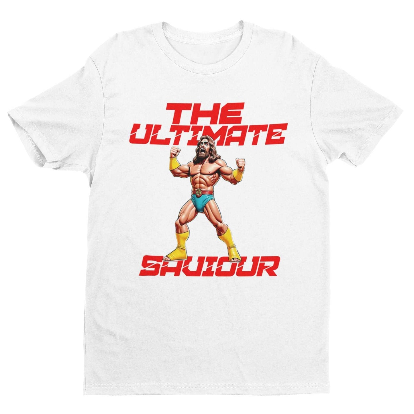 The Ultimate Saviour T-Shirt – Funny Retro Christian Wrestling Parody Galaxy Tees