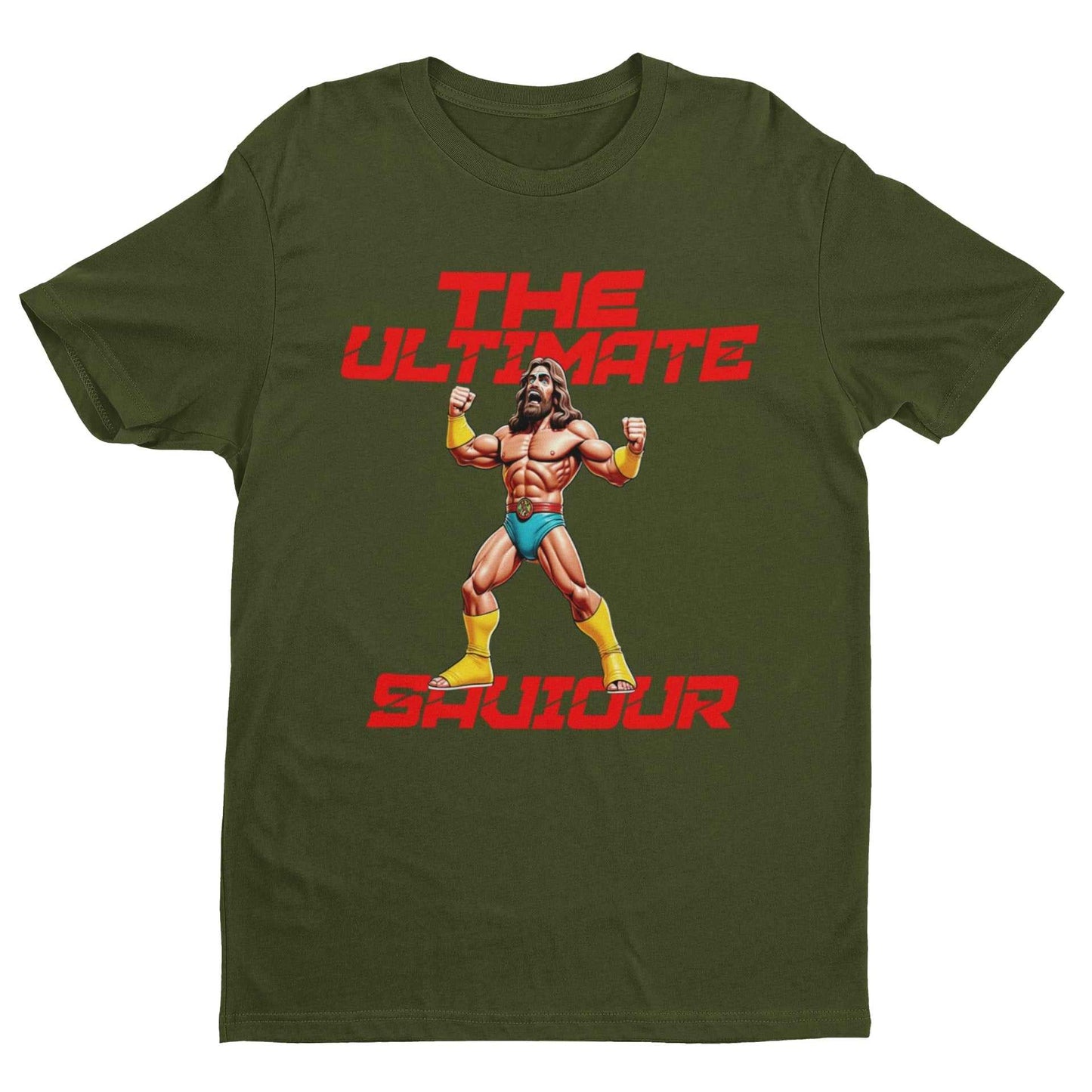 The Ultimate Saviour T-Shirt – Funny Retro Christian Wrestling Parody Galaxy Tees