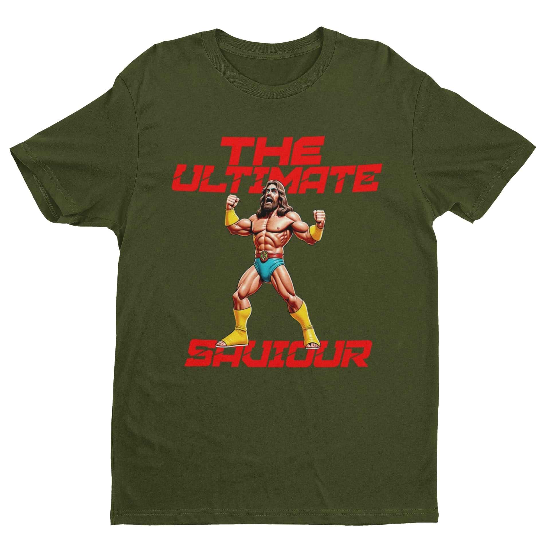 The Ultimate Saviour T-Shirt – Funny Retro Christian Wrestling Parody Galaxy Tees