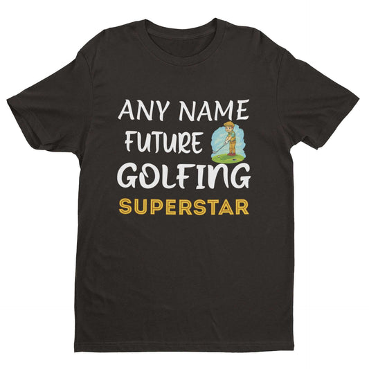 Kids’ Personalised Future Golfing Superstar T-Shirt for ages 1-12.
