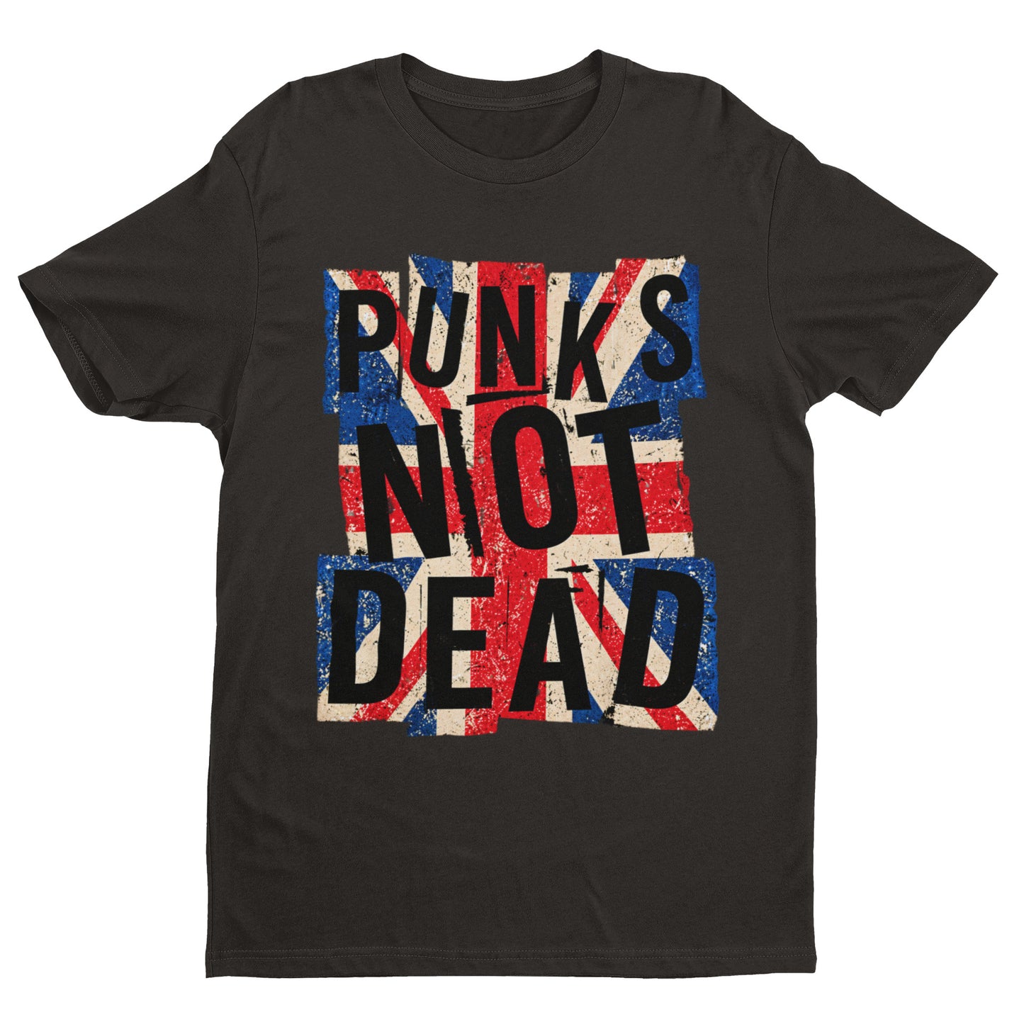 Punks Not Dead T-Shirt - Distressed Union Jack Punk Rock Tee
