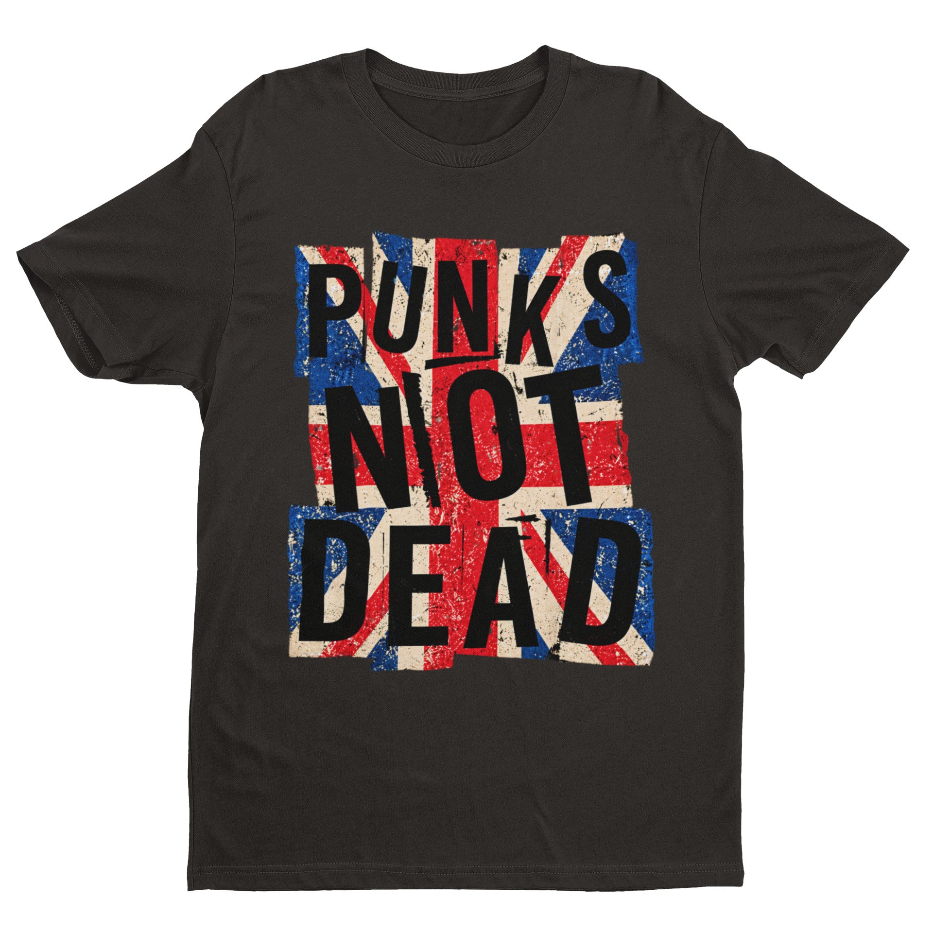 Punks Not Dead T-Shirt - Distressed Union Jack Punk Rock Tee