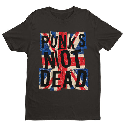 Punks Not Dead T-Shirt - Distressed Union Jack Punk Rock Tee