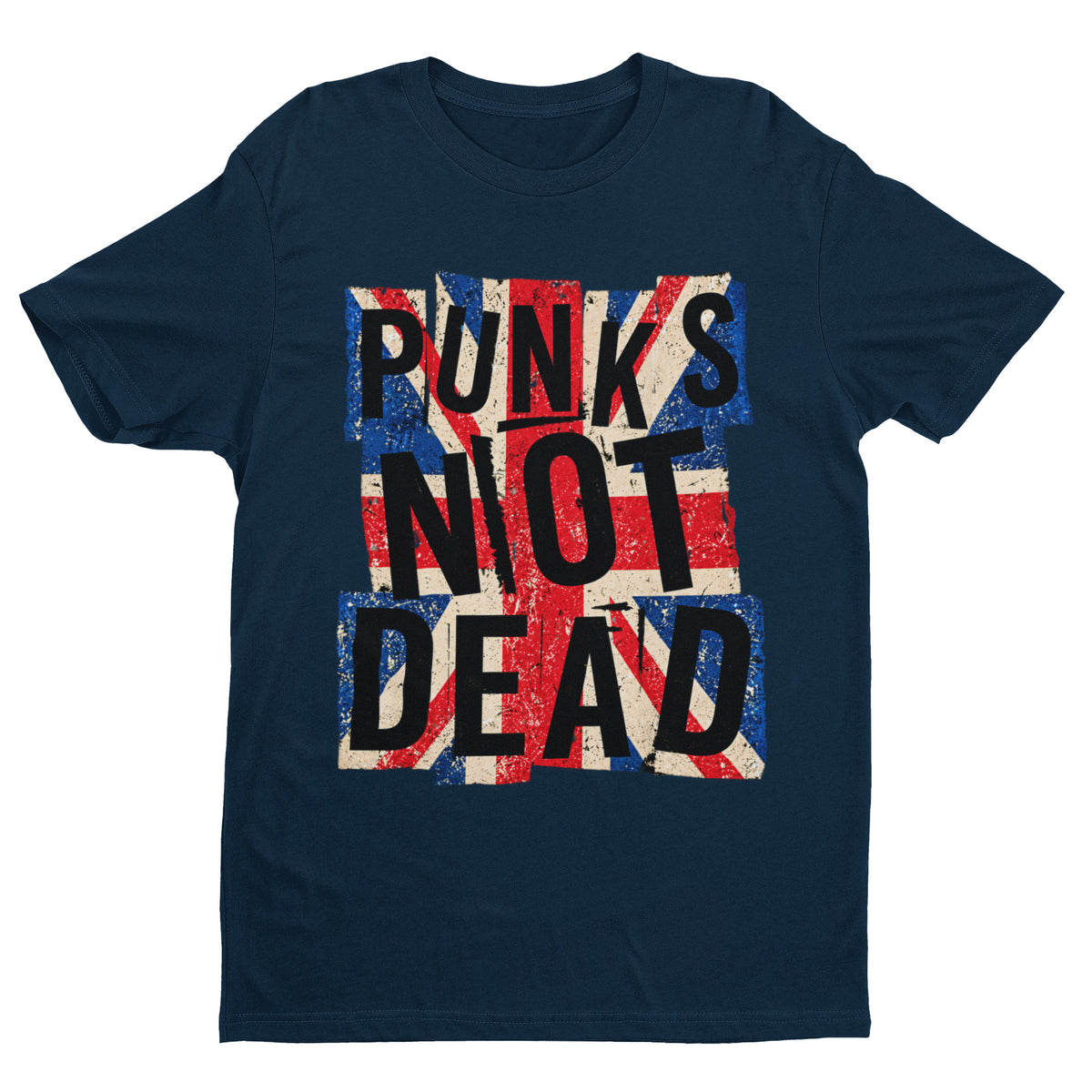 Punks Not Dead T-Shirt - Distressed Union Jack Punk Rock Tee