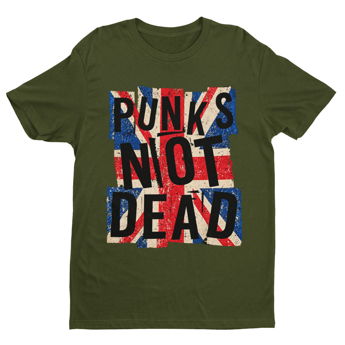 Punks Not Dead T-Shirt - Distressed Union Jack Punk Rock Tee
