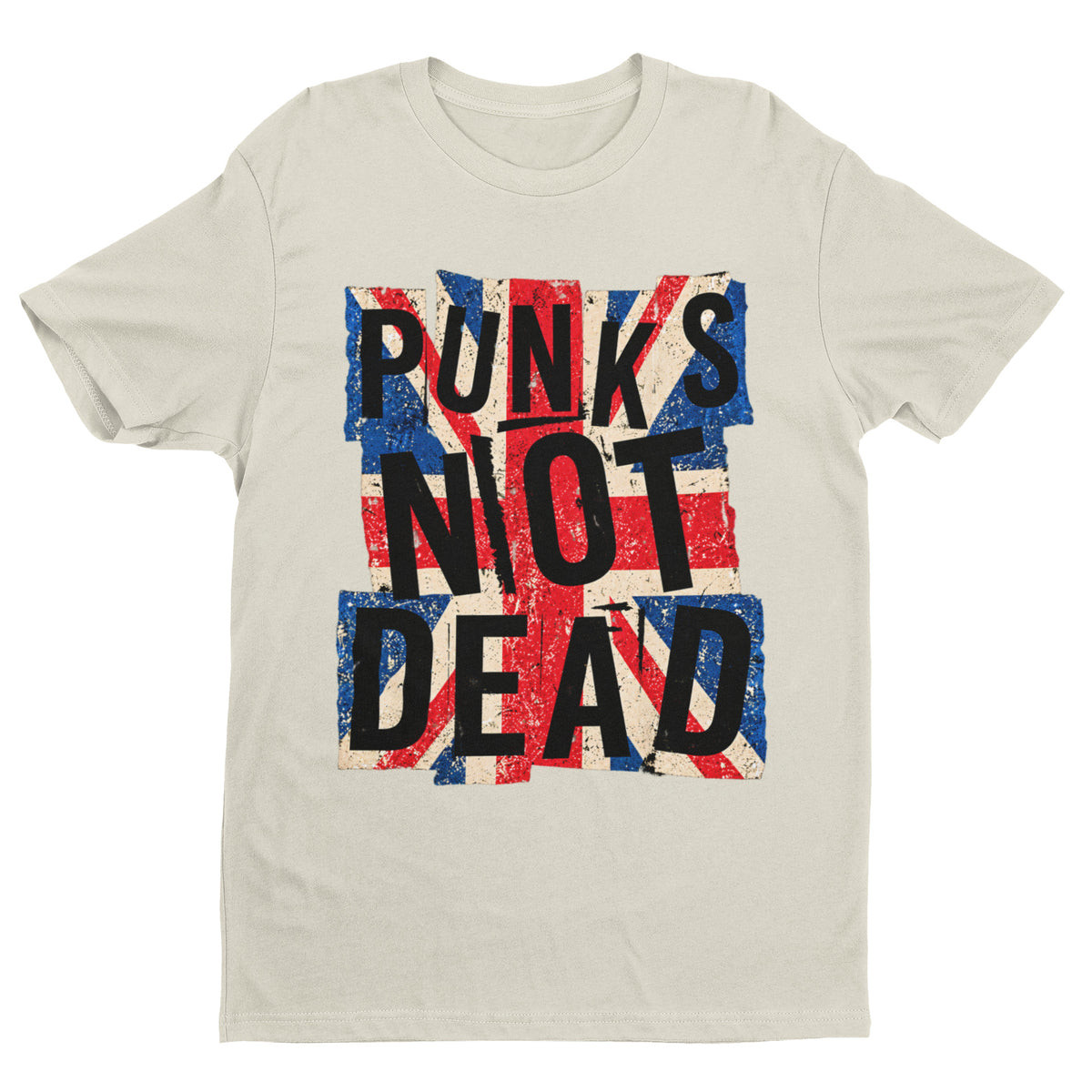 Punks Not Dead T-Shirt - Distressed Union Jack Punk Rock Tee