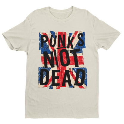 Punks Not Dead T-Shirt - Distressed Union Jack Punk Rock Tee
