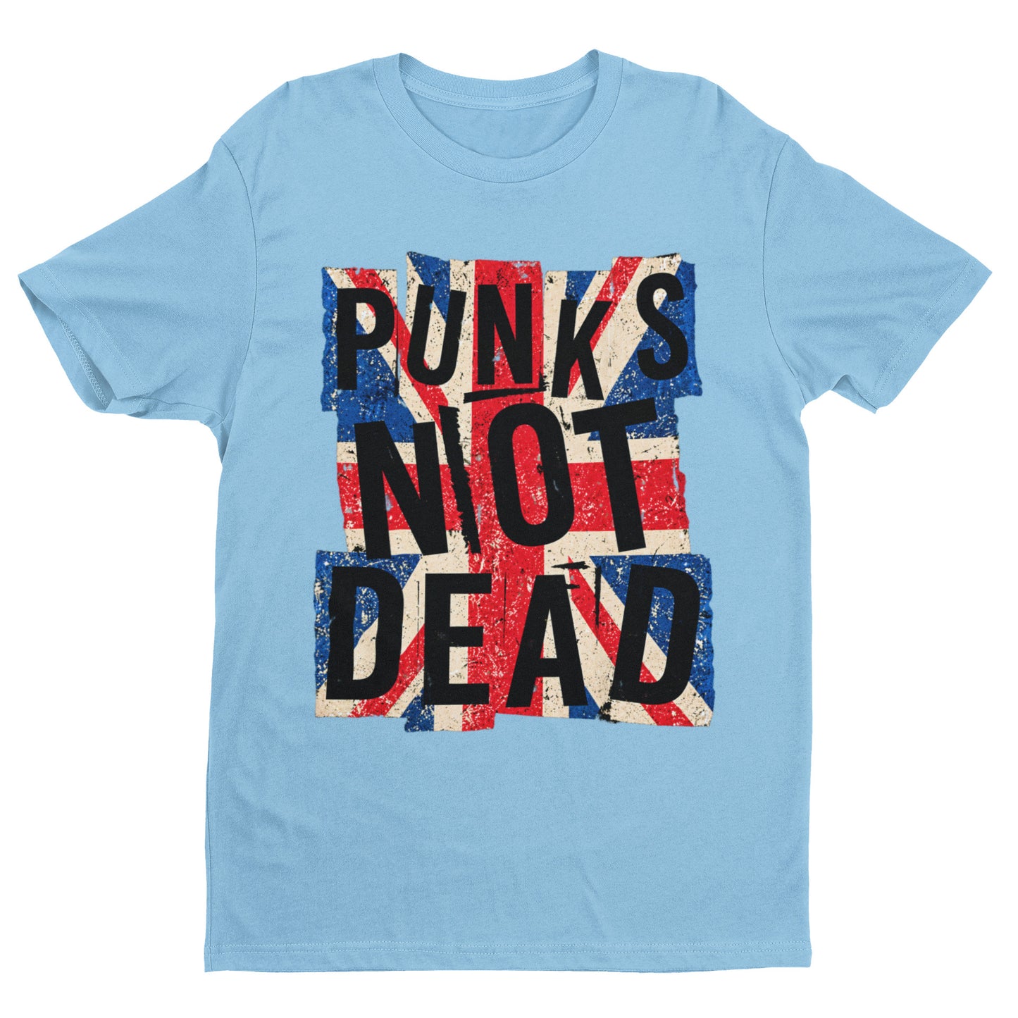 Punks Not Dead T-Shirt - Distressed Union Jack Punk Rock Tee