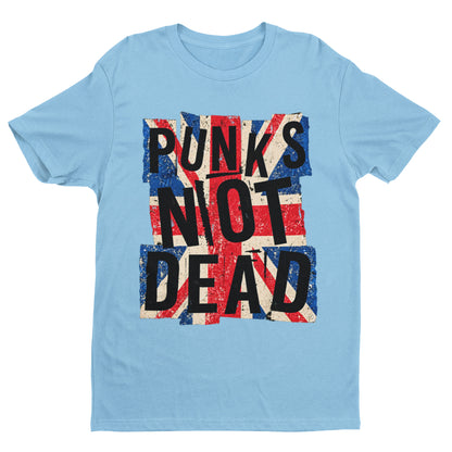 Punks Not Dead T-Shirt - Distressed Union Jack Punk Rock Tee