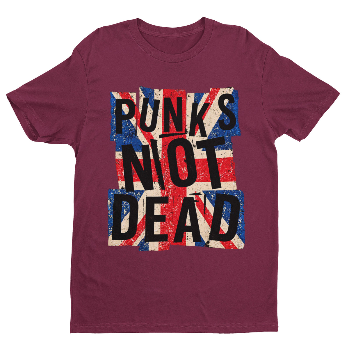 Punks Not Dead T-Shirt - Distressed Union Jack Punk Rock Tee