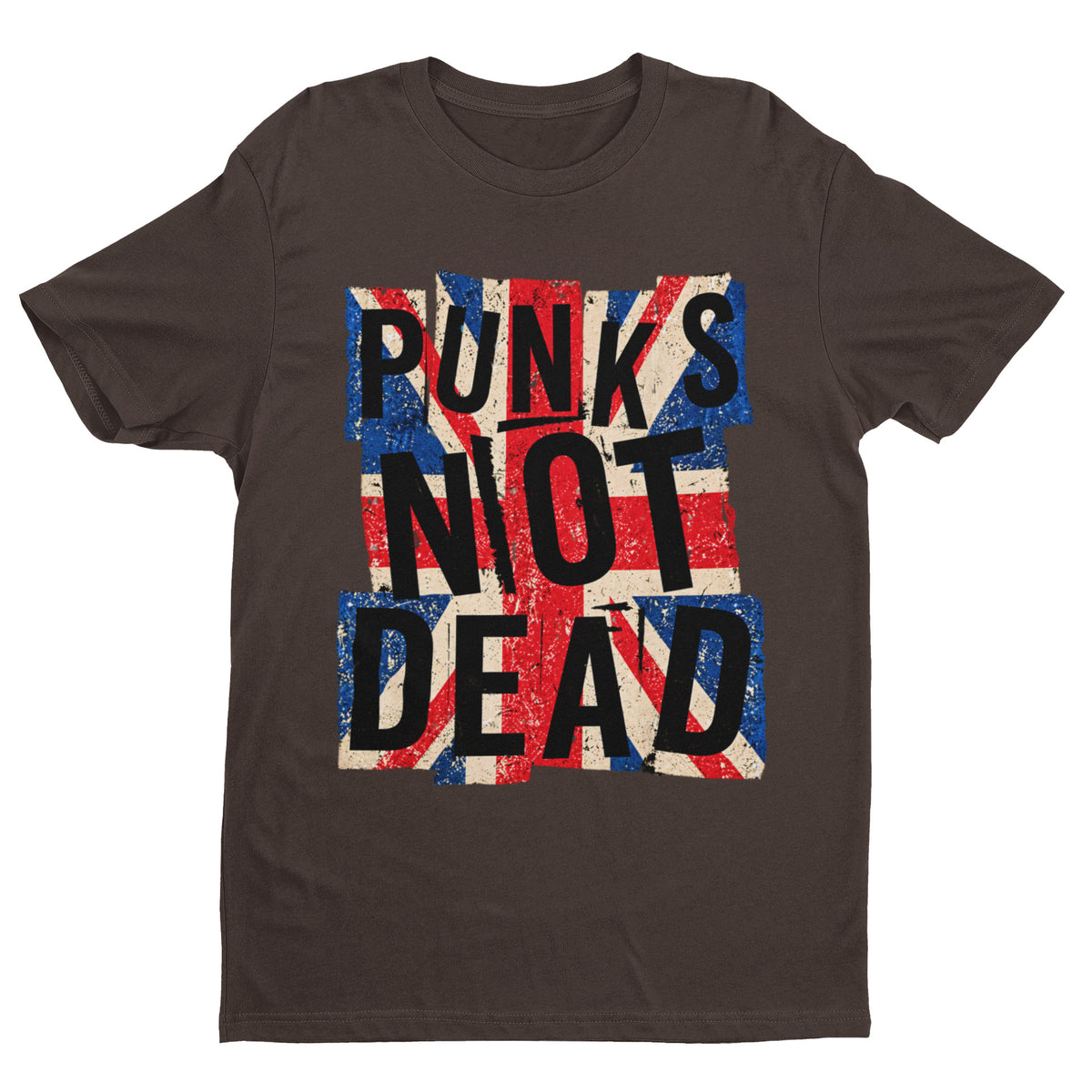 Punks Not Dead T-Shirt - Distressed Union Jack Punk Rock Tee