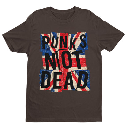 Punks Not Dead T-Shirt - Distressed Union Jack Punk Rock Tee