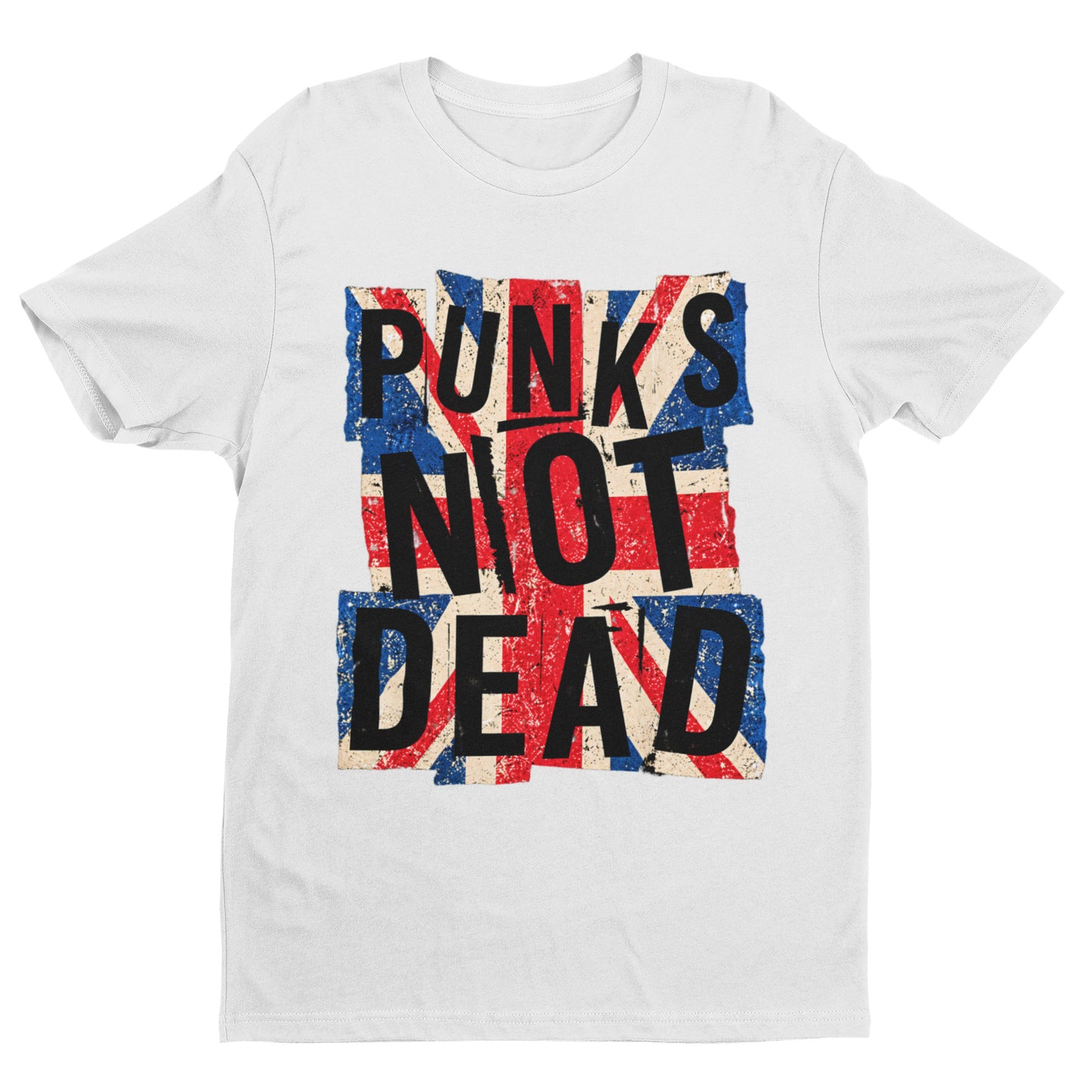 Punks Not Dead T-Shirt - Distressed Union Jack Punk Rock Tee