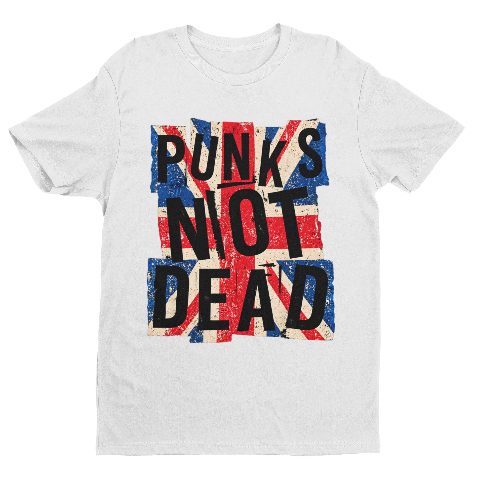 Punks Not Dead T-Shirt - Distressed Union Jack Punk Rock Tee