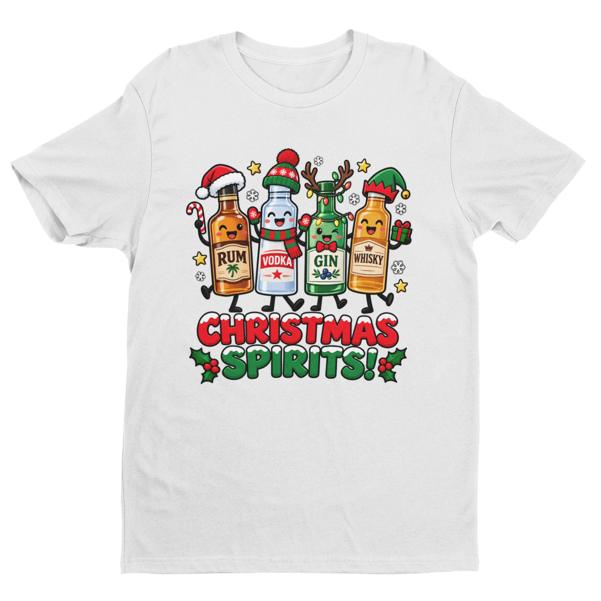 Christmas Spirits T-Shirt - Funny Festive Drinking Party Tee