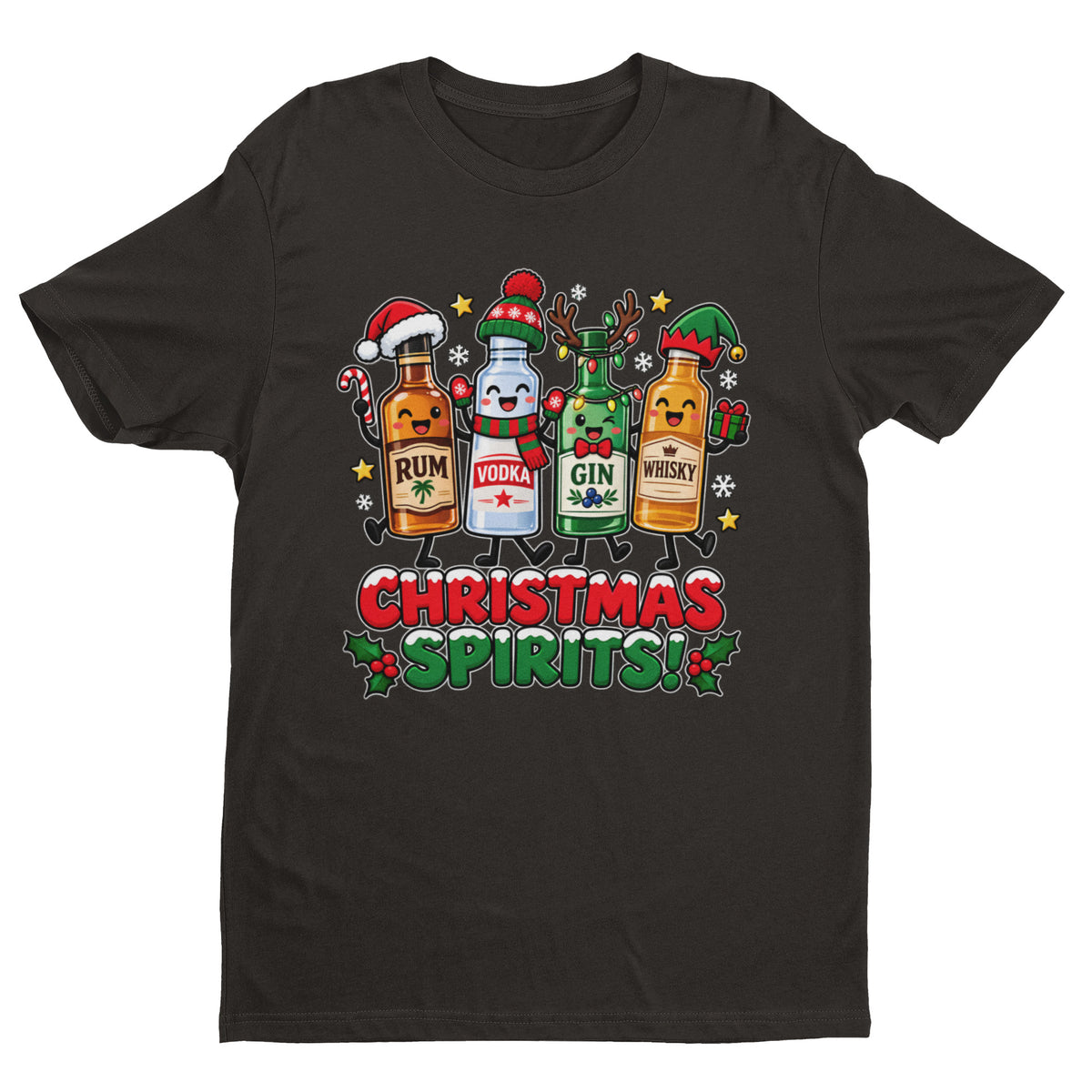 Christmas Spirits T-Shirt - Funny Festive Drinking Party Tee