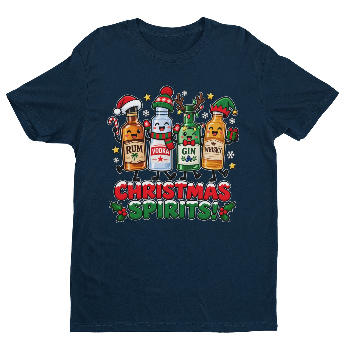 Christmas Spirits T-Shirt - Funny Festive Drinking Party Tee