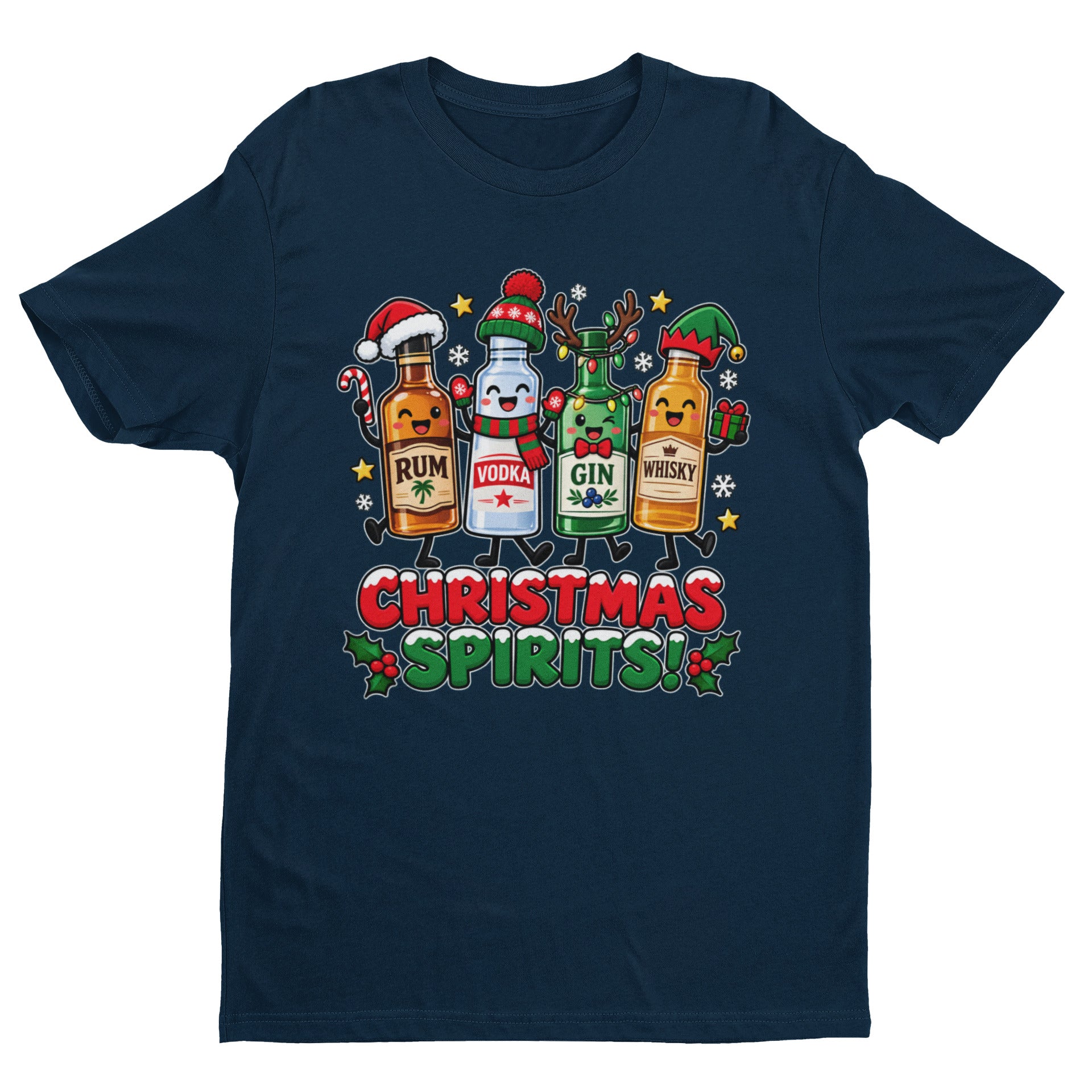 Christmas Spirits T-Shirt - Funny Festive Drinking Party Tee
