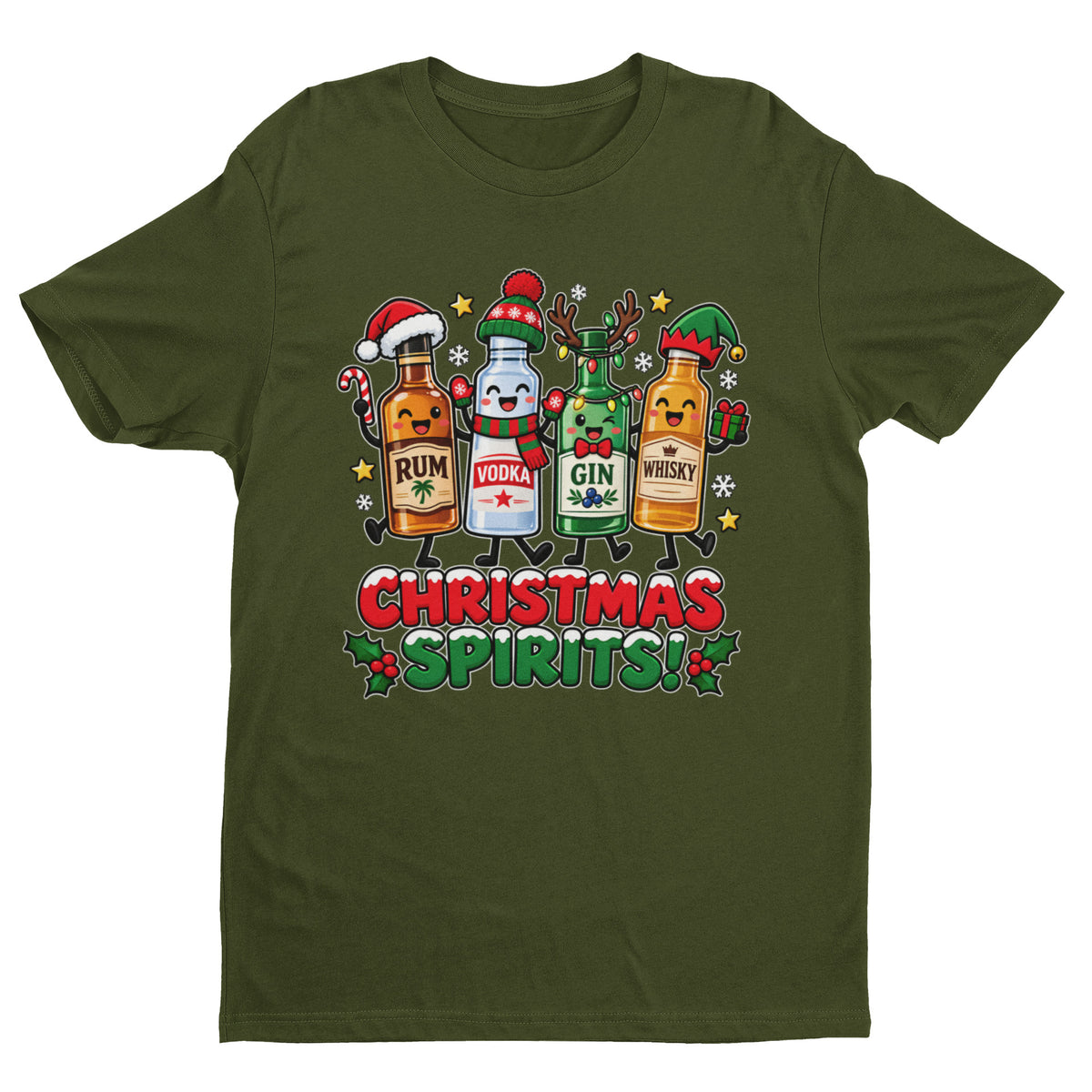 Christmas Spirits T-Shirt - Funny Festive Drinking Party Tee