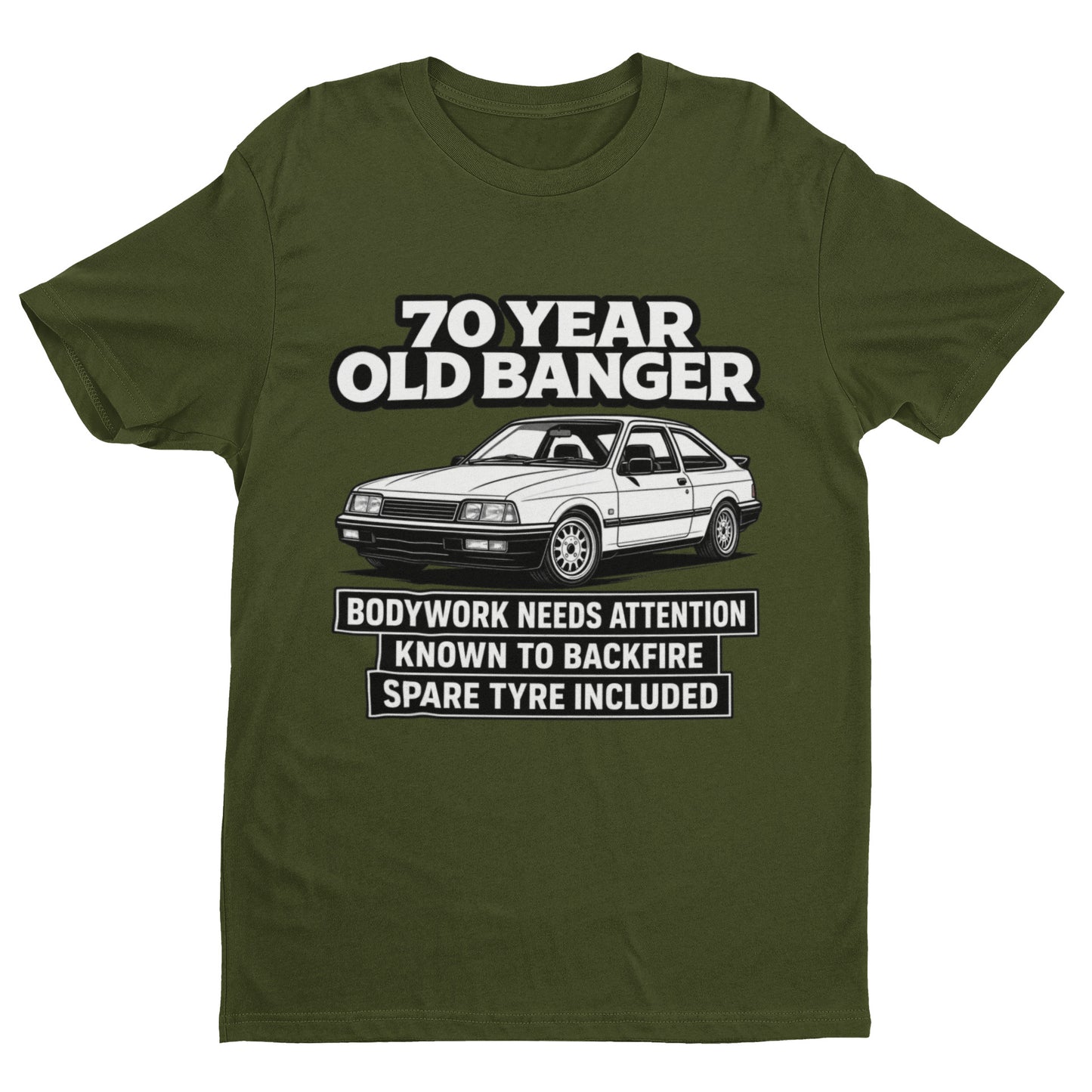 70 Year Old Banger T-Shirt - Funny 70th Birthday Classic Car Gift