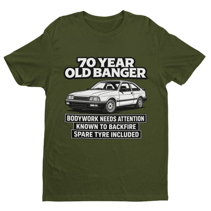 70 Year Old Banger T-Shirt - Funny 70th Birthday Classic Car Gift