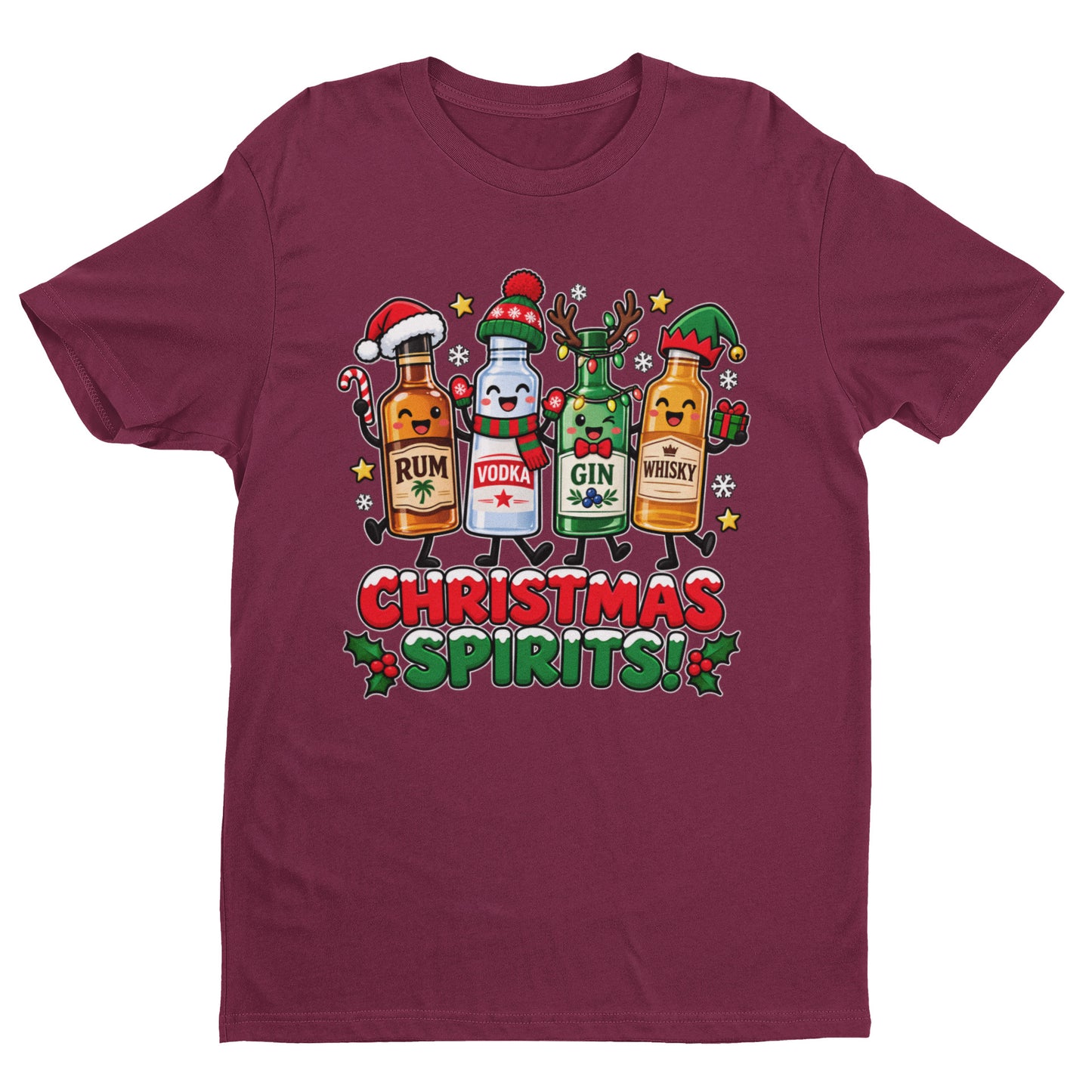 Christmas Spirits T-Shirt - Funny Festive Drinking Party Tee