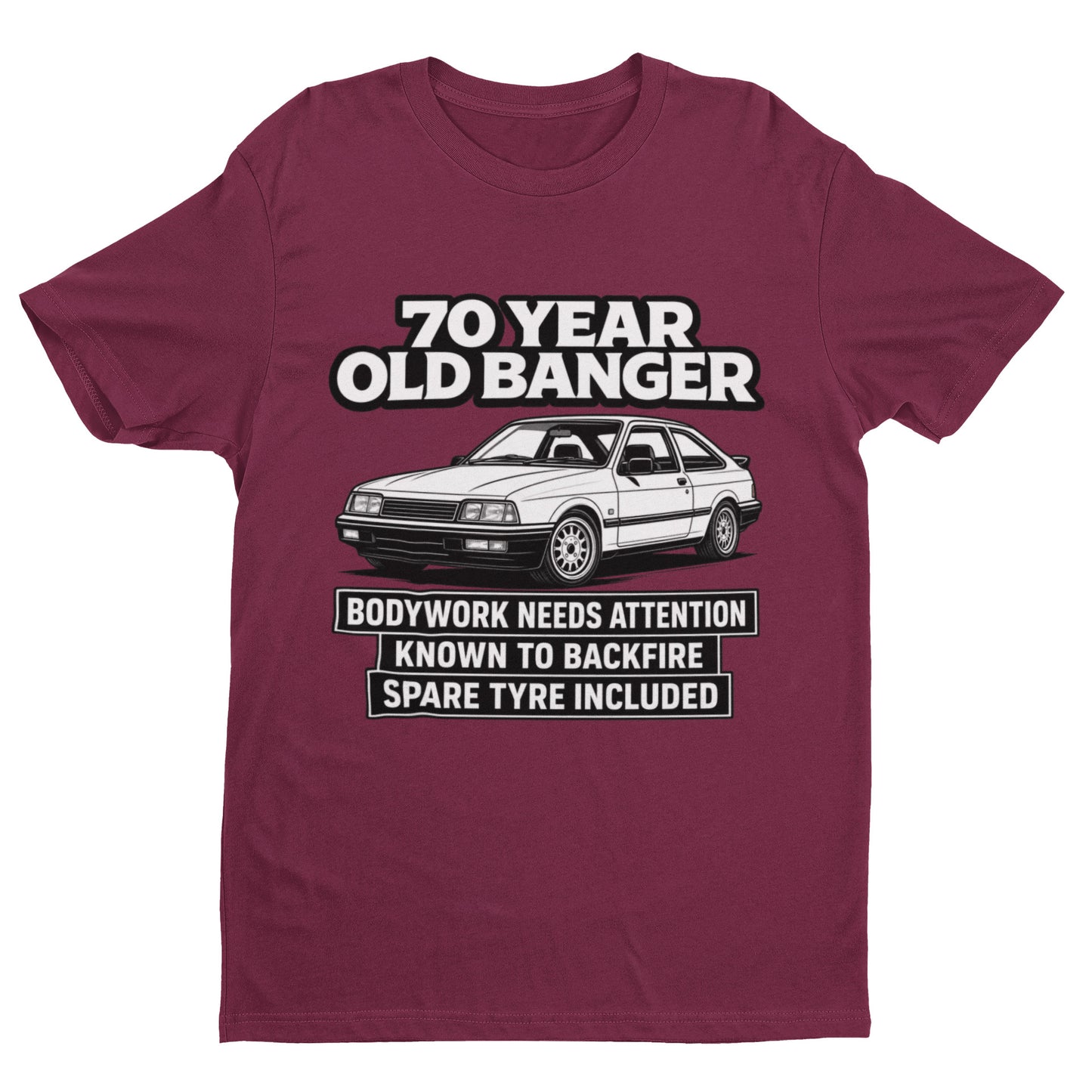70 Year Old Banger T-Shirt - Funny 70th Birthday Classic Car Gift