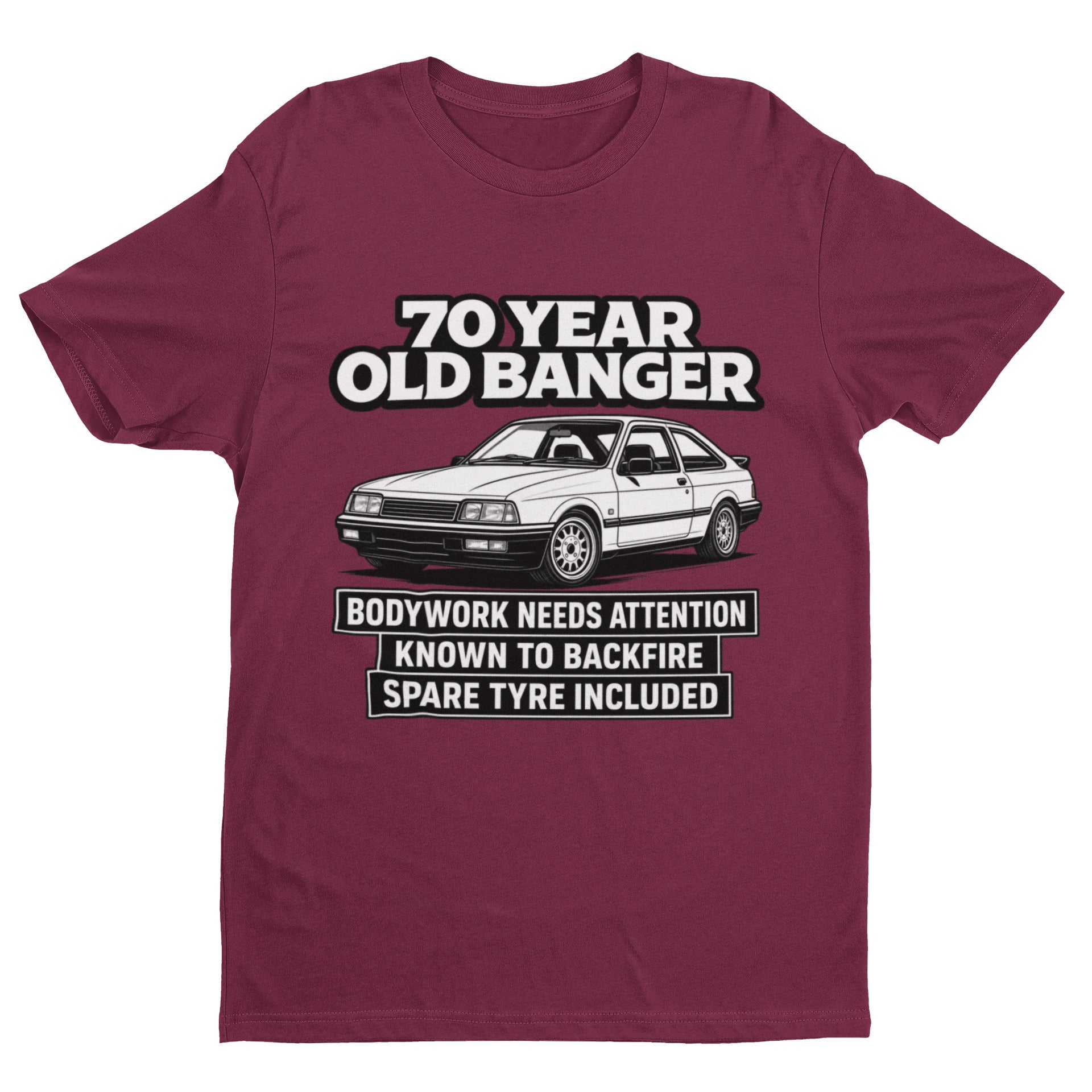 70 Year Old Banger T-Shirt - Funny 70th Birthday Classic Car Gift