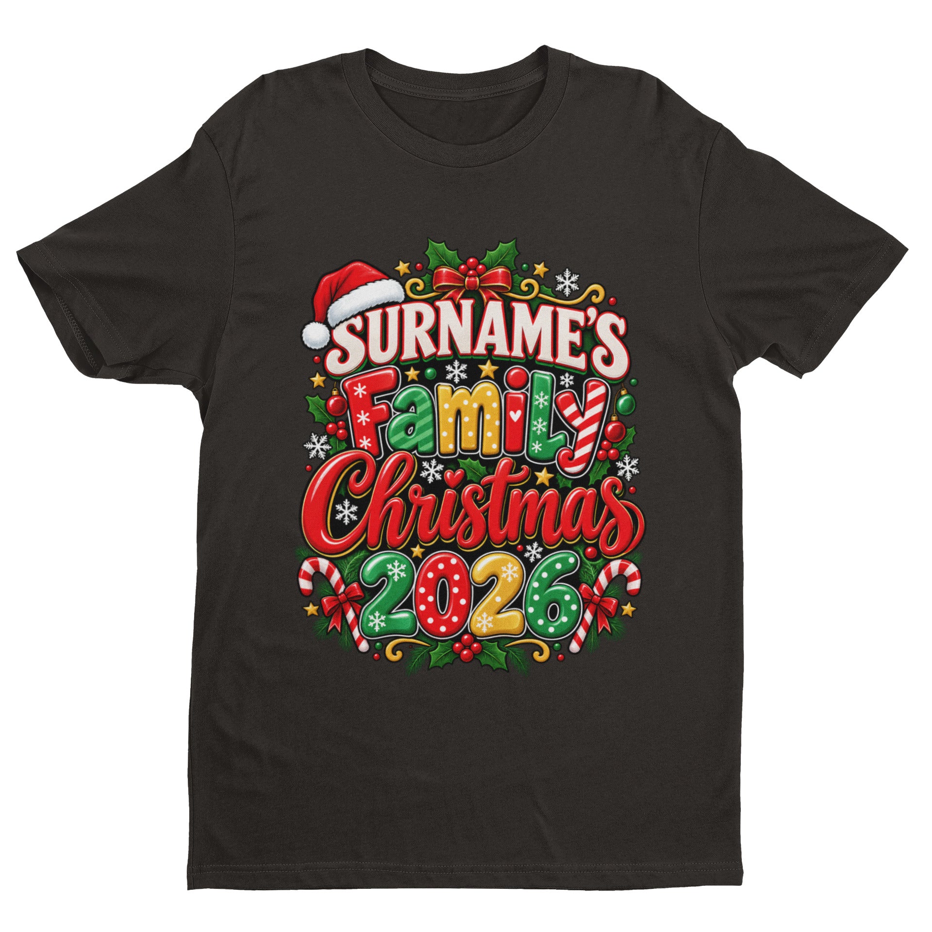 Personalised Family Christmas T-Shirt 2026 - Matching Adult & Kids Tees