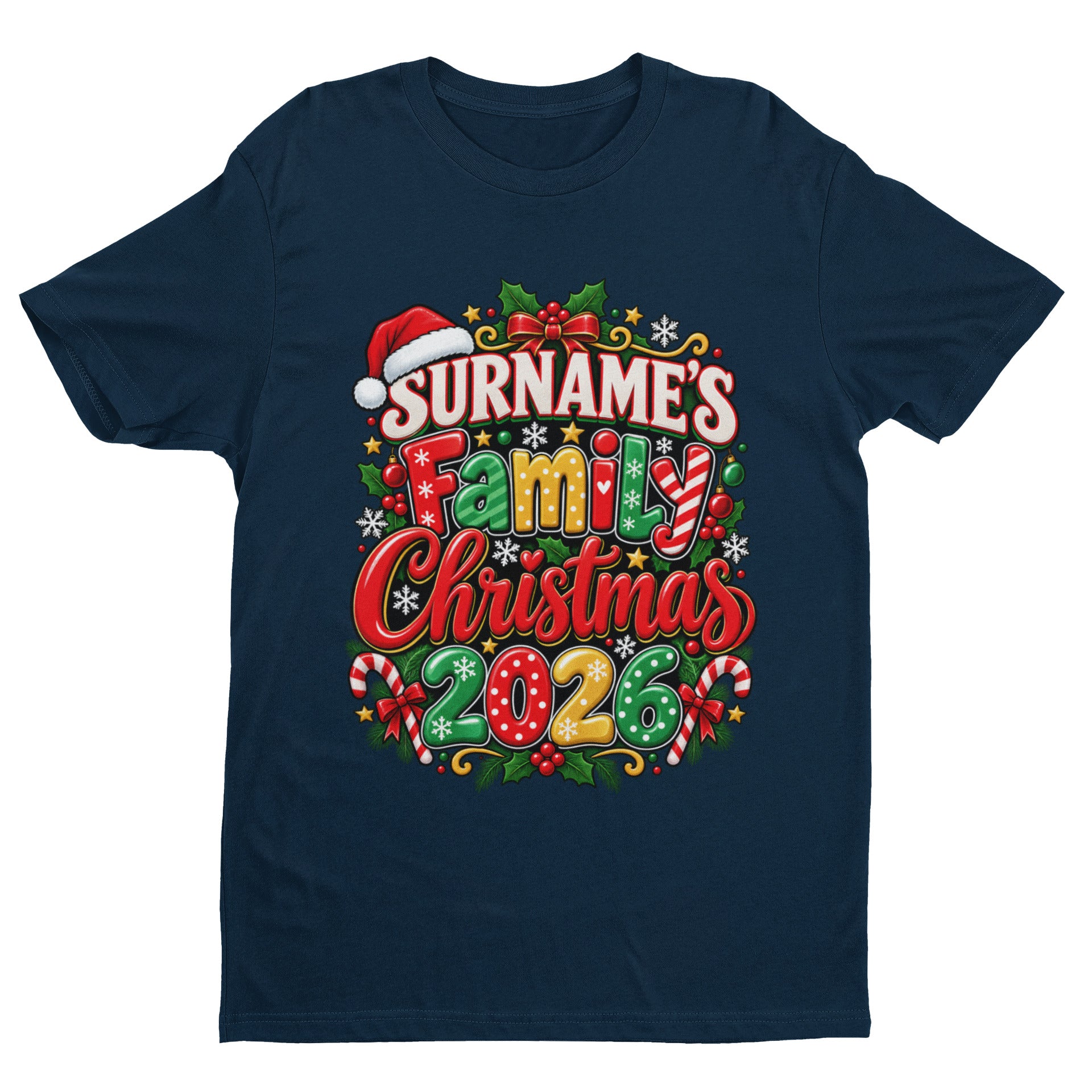 Personalised Family Christmas T-Shirt 2026 - Matching Adult & Kids Tees
