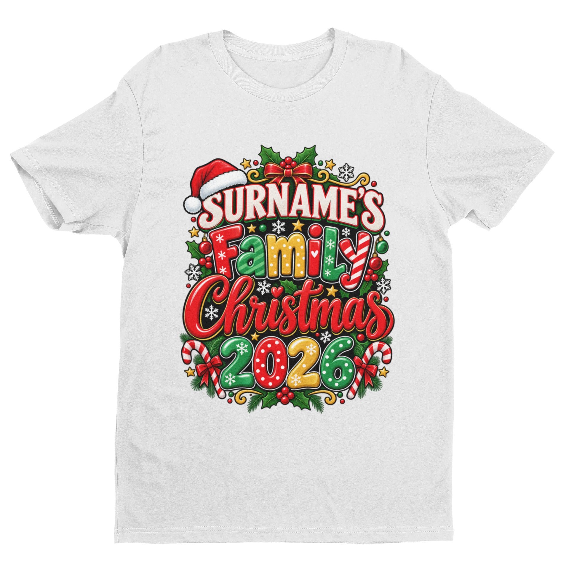 Personalised Family Christmas T-Shirt 2026 - Matching Adult & Kids Tees