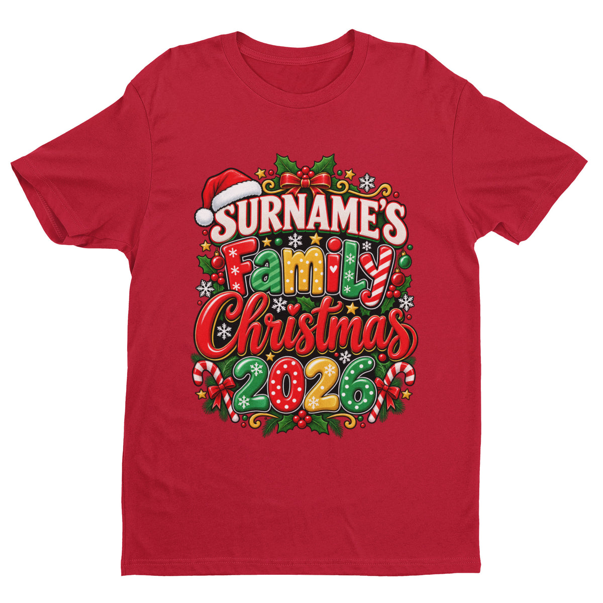 Personalised Family Christmas T-Shirt 2026 - Matching Adult & Kids Tees