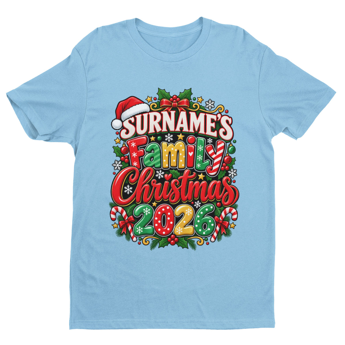 Personalised Family Christmas T-Shirt 2026 - Matching Adult & Kids Tees