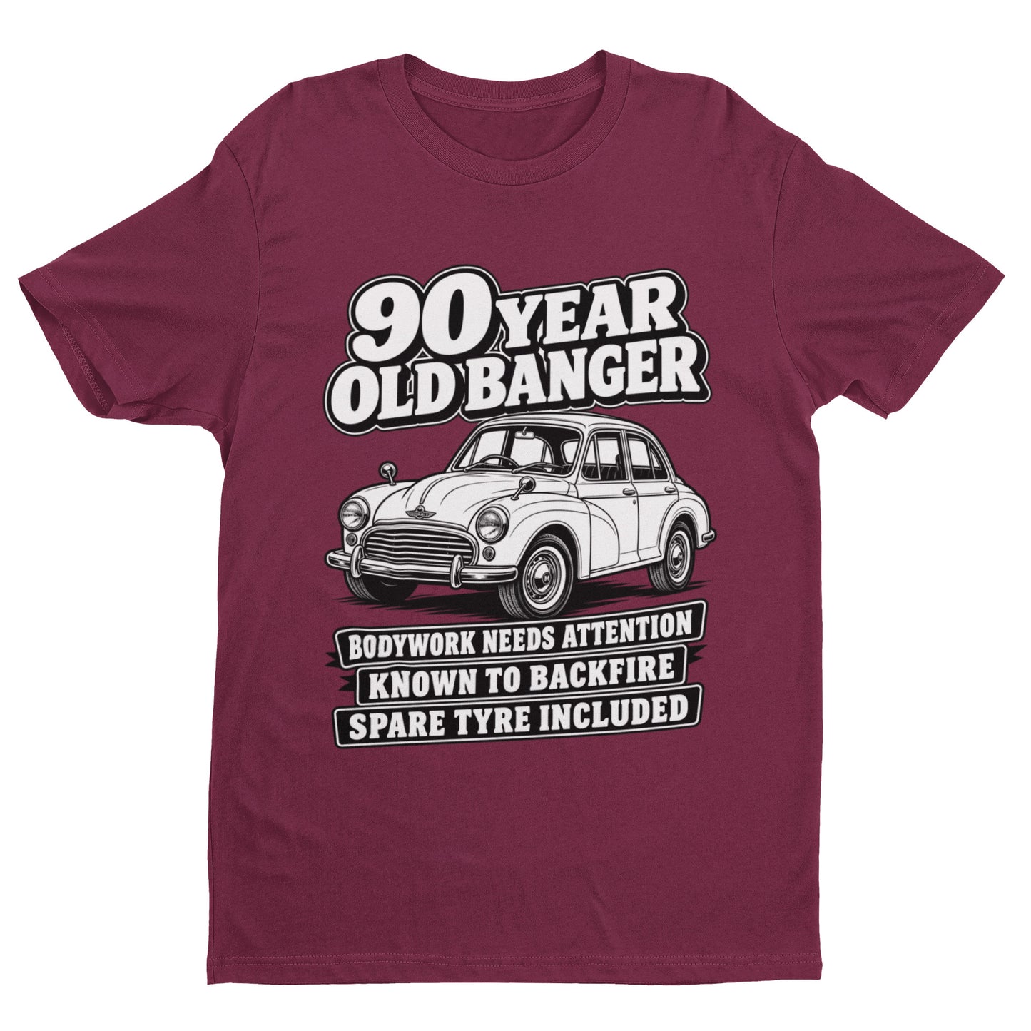 90 Year Old Banger T-Shirt - Funny 90th Birthday Classic Car Gift