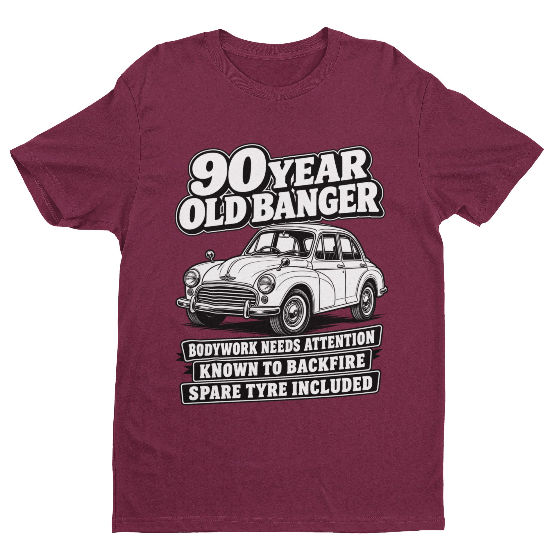 90 Year Old Banger T-Shirt - Funny 90th Birthday Classic Car Gift