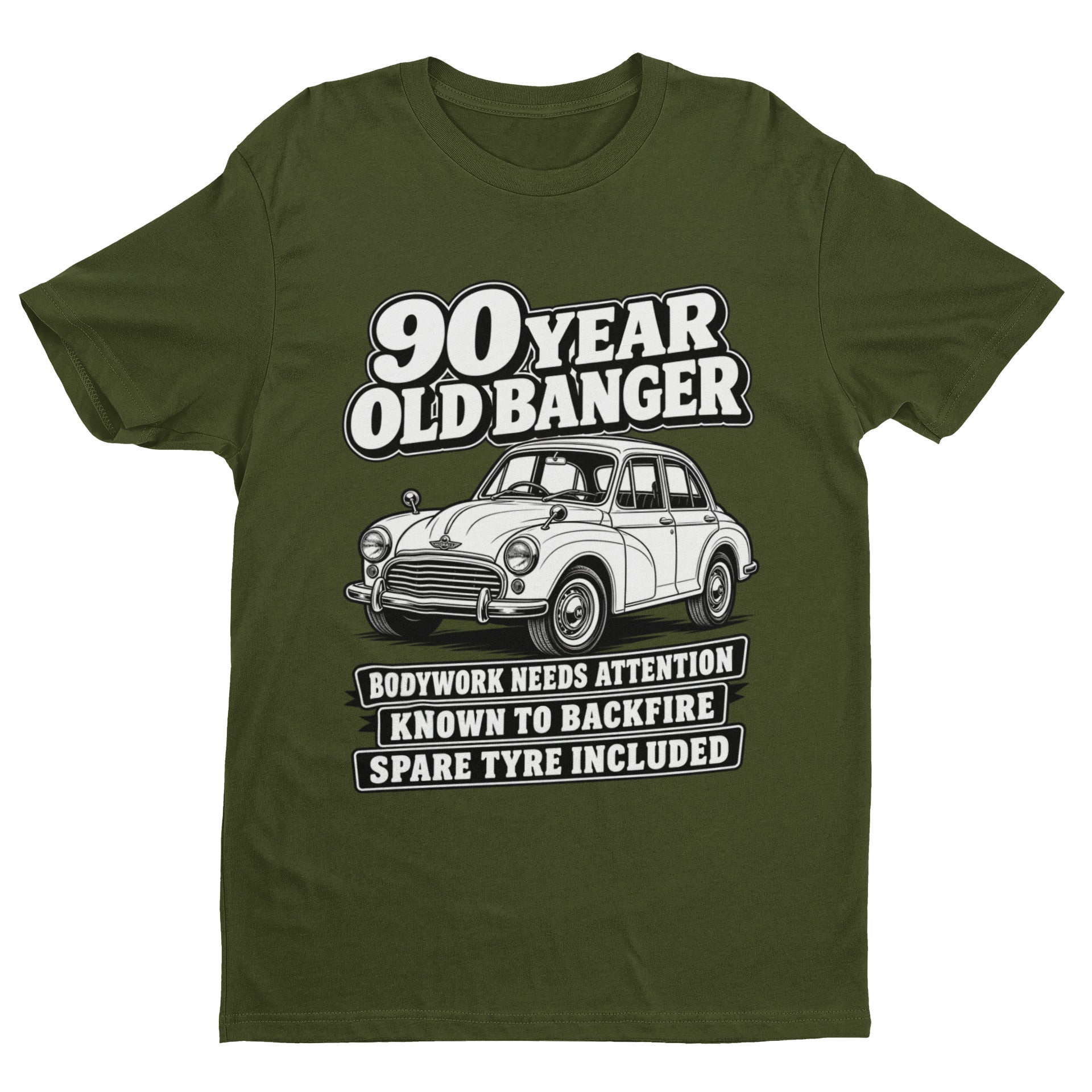 90 Year Old Banger T-Shirt - Funny 90th Birthday Classic Car Gift