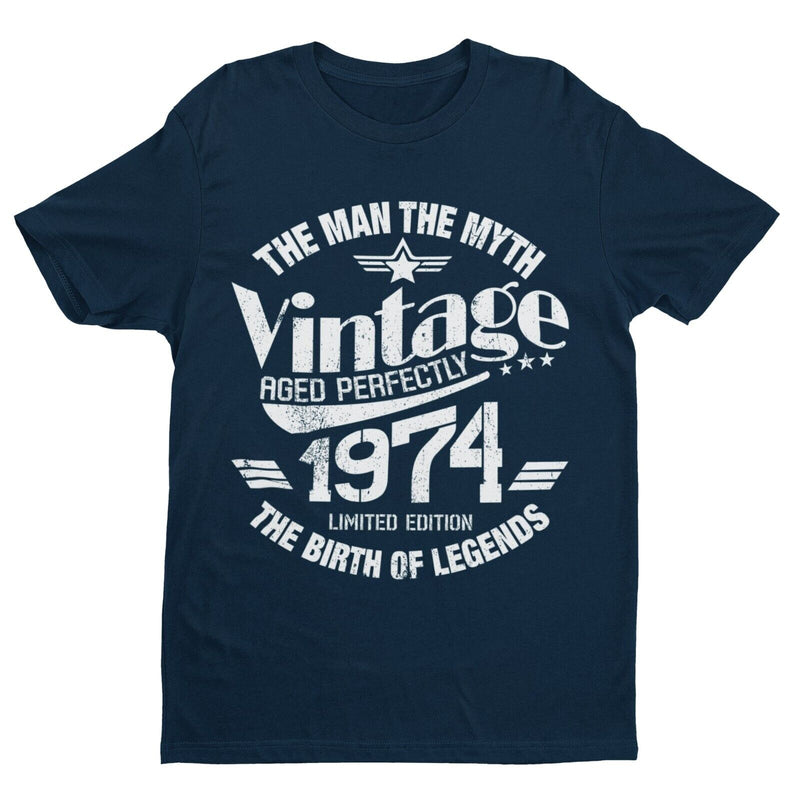50th Birthday in 2024 T Shirt Vintage 1974 The Man Myth Legend Classic Design - Galaxy Tees