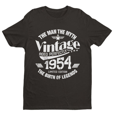 70th Birthday in 2024 T Shirt Vintage 1954 The Man Myth Legend Classic Design - Galaxy Tees