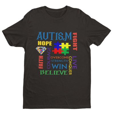 Autism Awareness and Support T Shirt Faith Autistic Courage Good to Be Different - Galaxy Tees