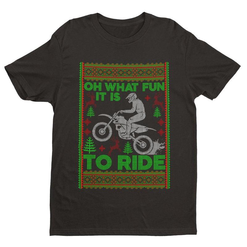 Biker Christmas Gift Motorbike T Shirt Oh What Fun It Is To Ride jumper style - Galaxy Tees