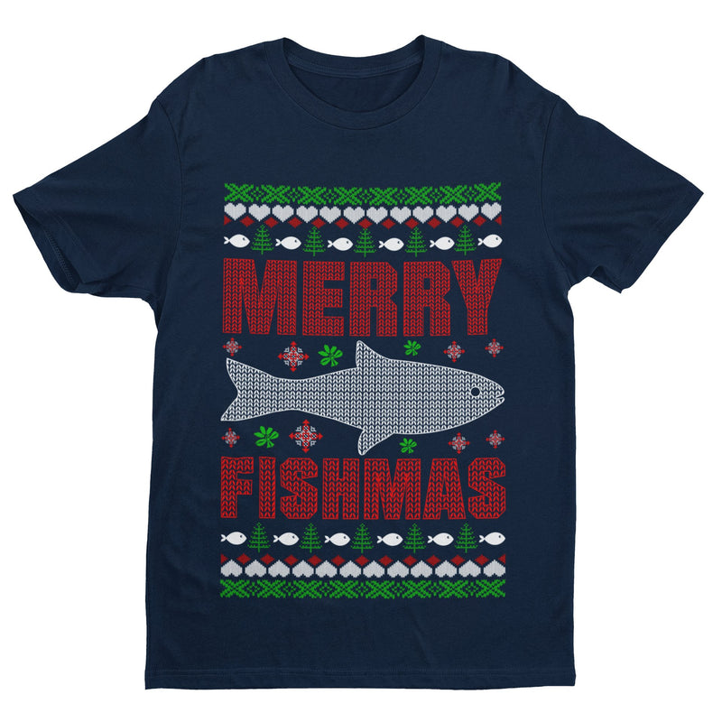 Christmas Fishing T Shirt Merry Fishmas Xmas Jumper Style Gift For Fisherman - Galaxy Tees