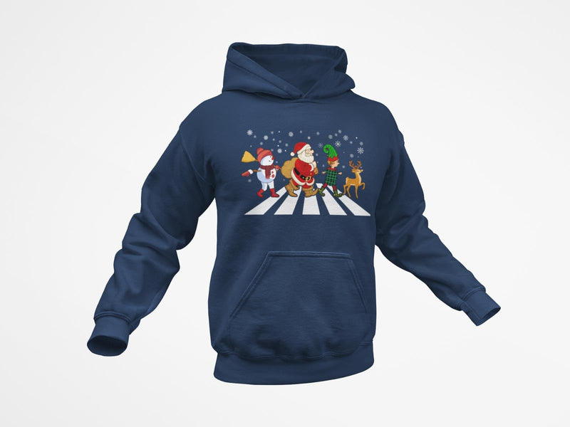 Christmas Road Hoodie Funny Santa Crossing Abbey Road Reindeer Gift Idea Novelty - Galaxy Tees