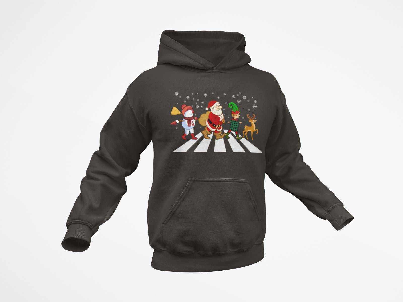 Funny Christmas HoodieFunny Christmas Hoodie Santa Crossing Abbey Road Reindeer Gift Idea No