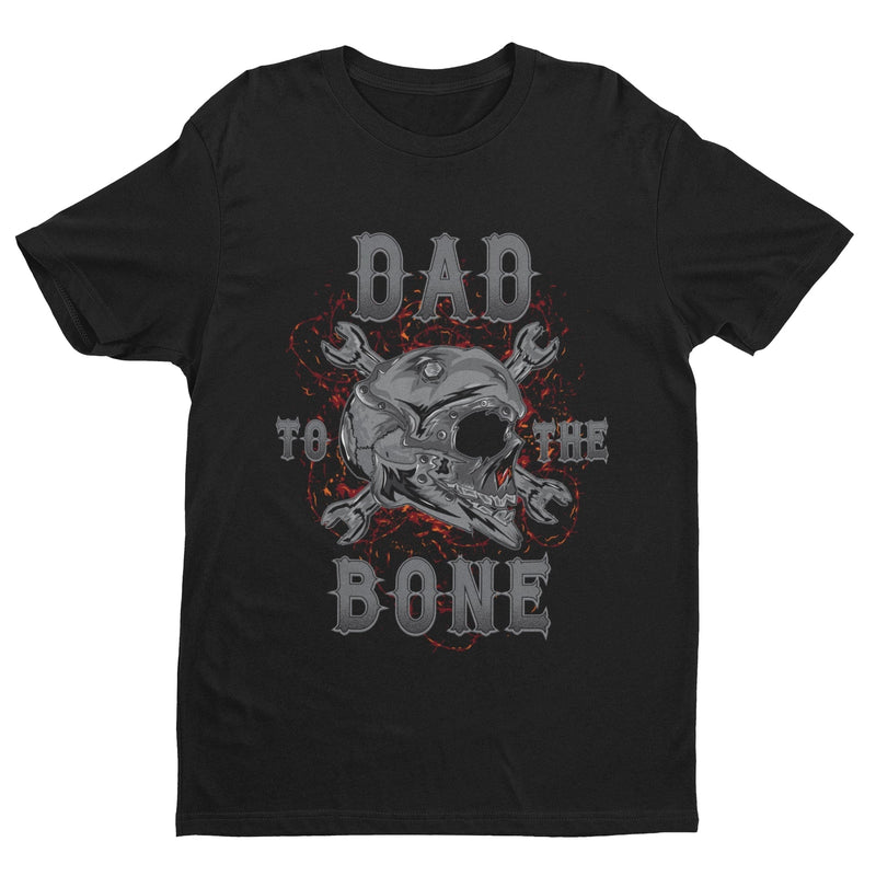 Dad To The Bone Biker T Shirt Fathers Day Gift Idea Motorcycle Present Skull - Galaxy Tees