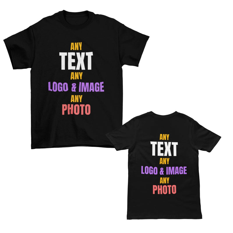 Front & Back KIDS PERSONALISED CUSTOM PRINTED Any Text / Image / Design T Shirt - Galaxy Tees