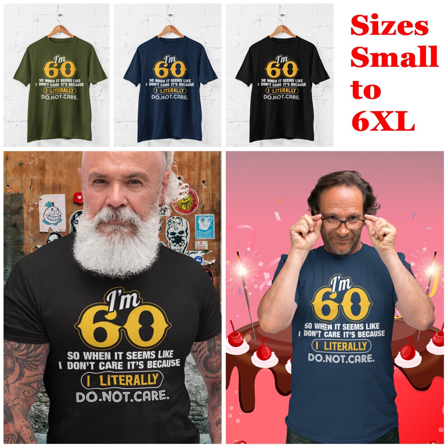 60 Years Old Fishing Gift 60th Birthday Cool Sixty' Men's T-Shirt