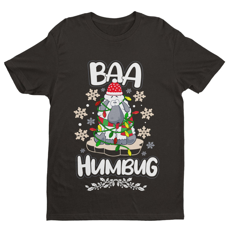 Funny Christmas T Shirt Baa Humbug Bah Parody Scrooge Sheep joke Gift Idea Dad - Galaxy Tees