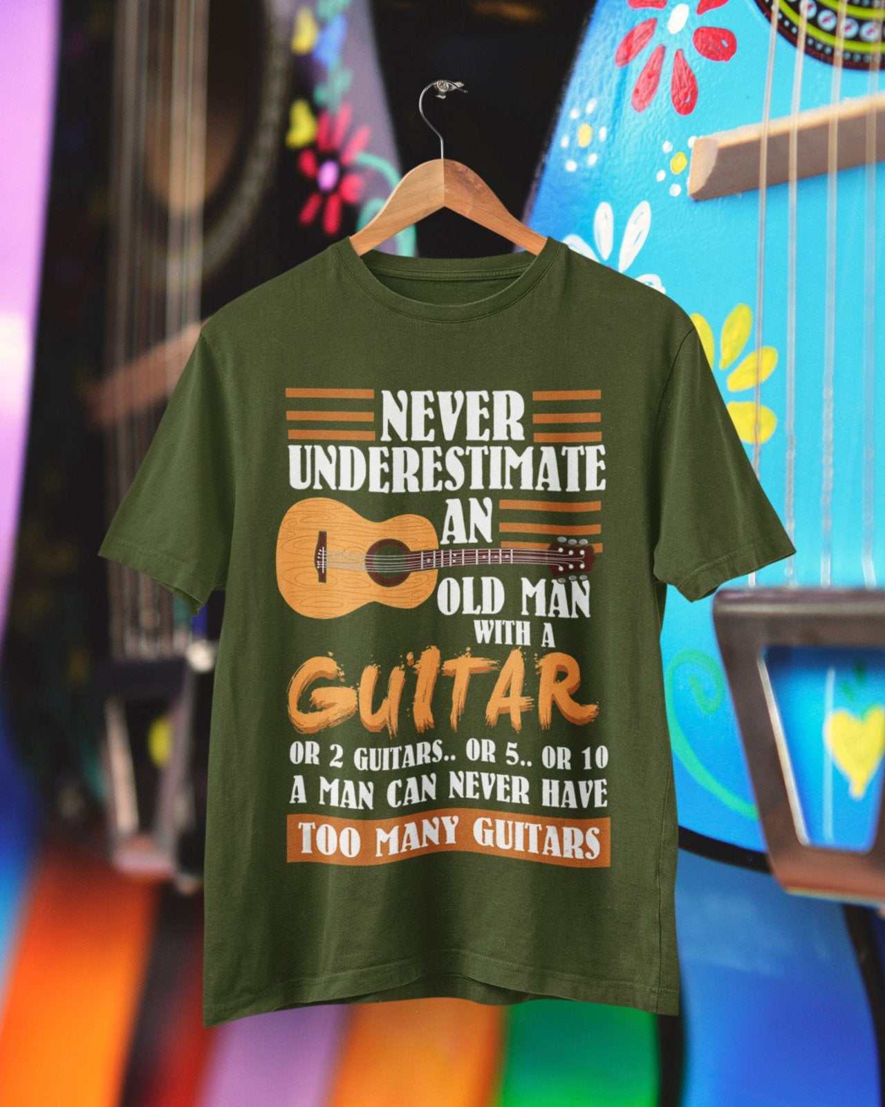 Shirt Gift Idea Guitarist AccousticFunny Never Underestimate An Old Man With A Guitar T Shirt Gift Idea G